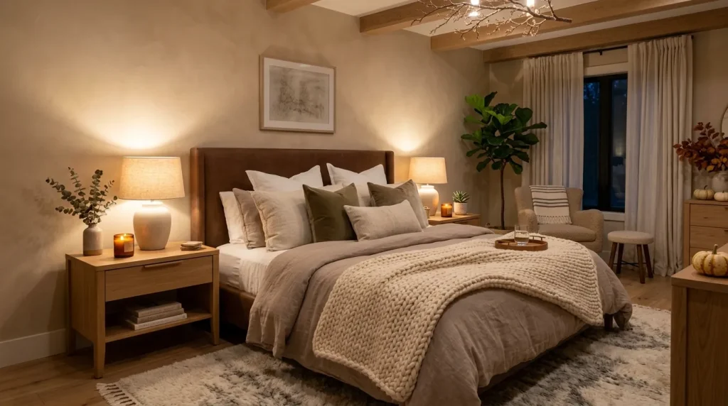 5 Cozy Bedroom Inspiration Ideas to Create a Warm and Relaxing Retreat 5 Bedroom inspiration with warm lighting, cozy bedding, and seasonal décor