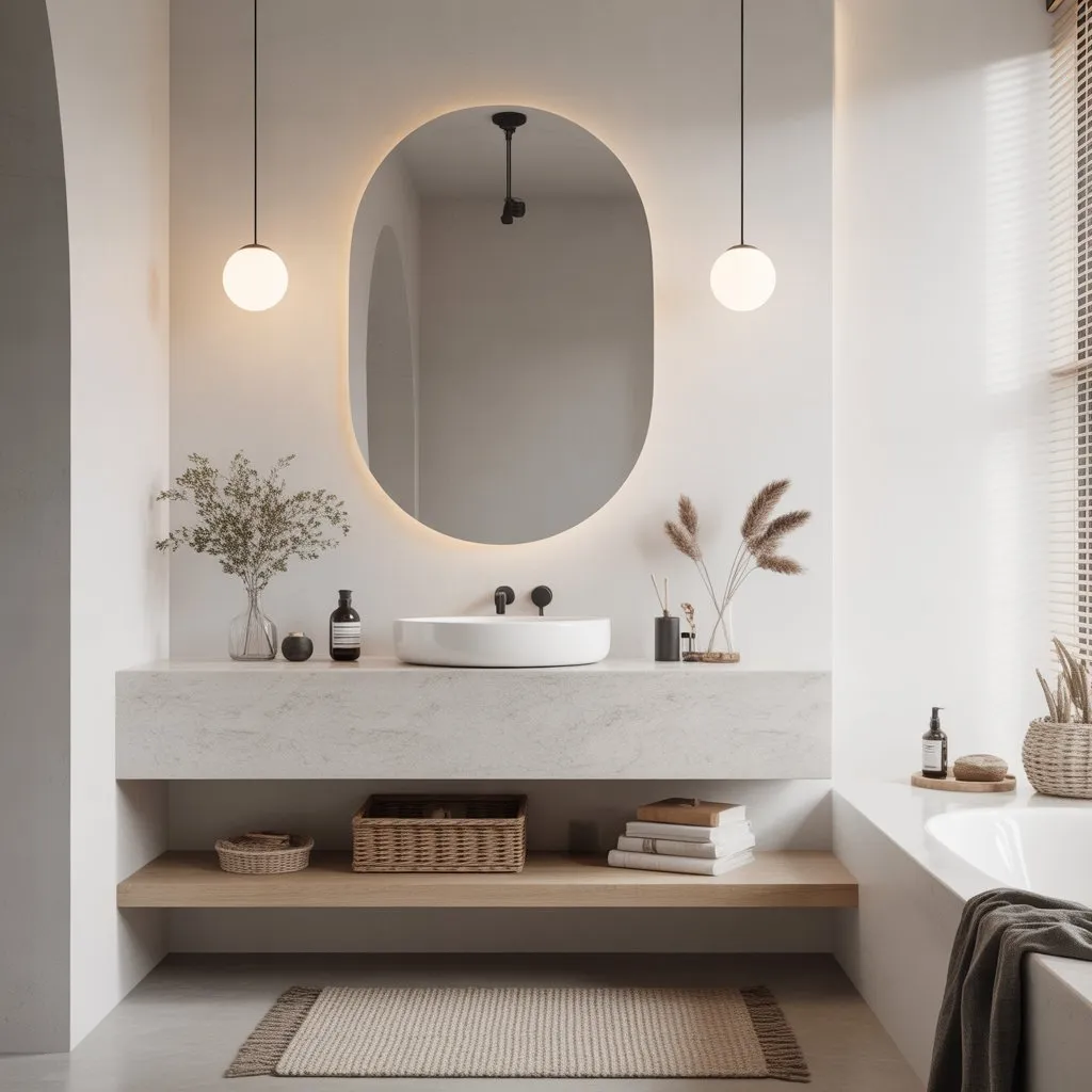 Bathroom Design Ideas for a Luxury Look 7 Minimalist bathroom with white walls and floating vanity