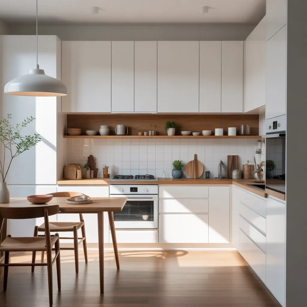 8 Modern Kitchen Decor Ideas for Stylish Homes 5 Minimalist kitchen with clean white cabinets and wooden details
