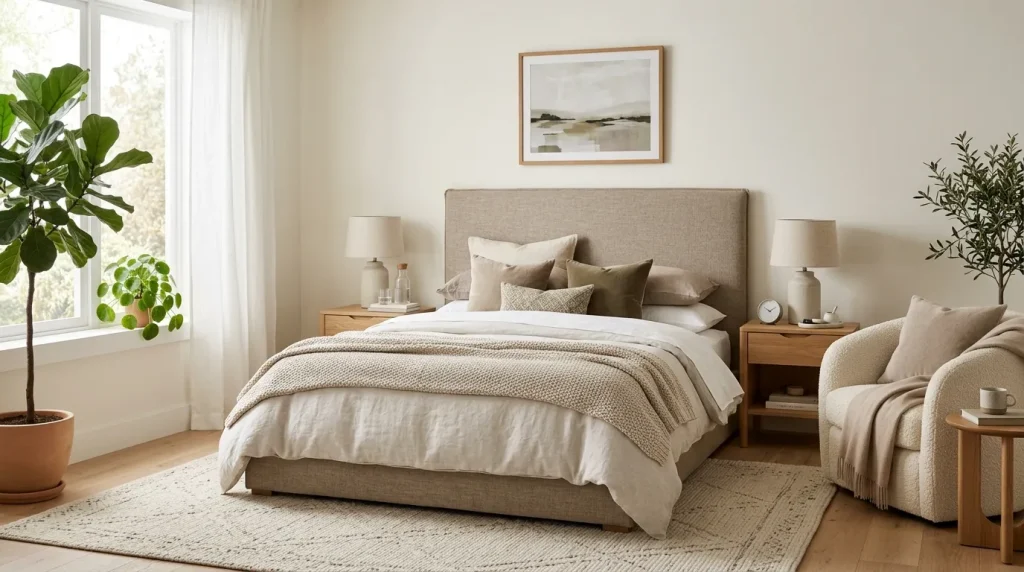 5 Cozy Bedroom Inspiration Ideas to Create a Warm and Relaxing Retreat 3 Bedroom inspiration with upholstered headboard and comfortable furniture