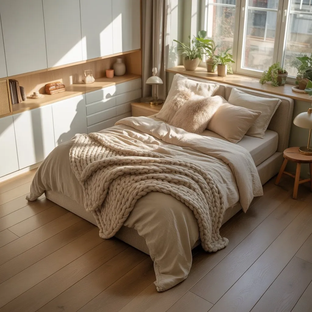Small Space Living Room Ideas for Stylish Homes 3 Small bedroom with built-in storage and cozy décor