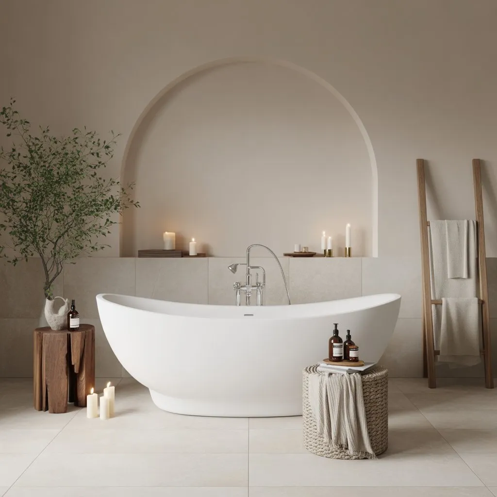 Bathroom Design Ideas for a Luxury Look 6 Spa-inspired bathroom with bathtub and soft ambient lighting