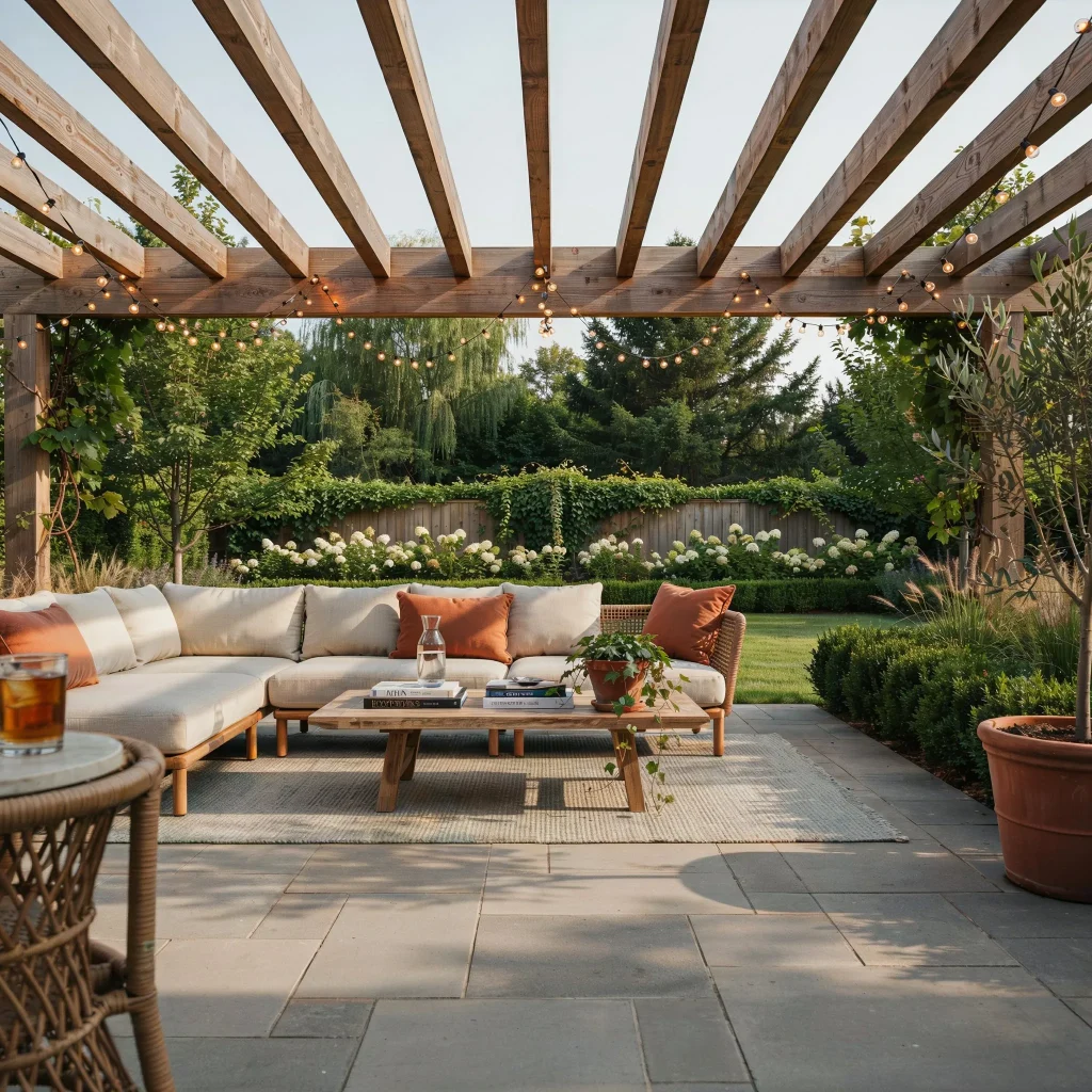 DIY Patio Cover Ideas: Transform Your Backyard into an Outdoor Retreat 4 Contemporary DIY patio cover with modern furniture and large pavers.