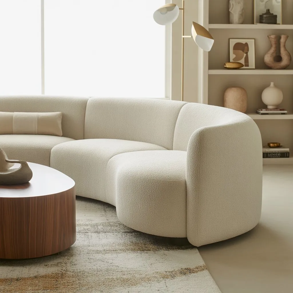 Modern Living Room Ideas 5 Modern living room featuring curved sofa and rounded furniture