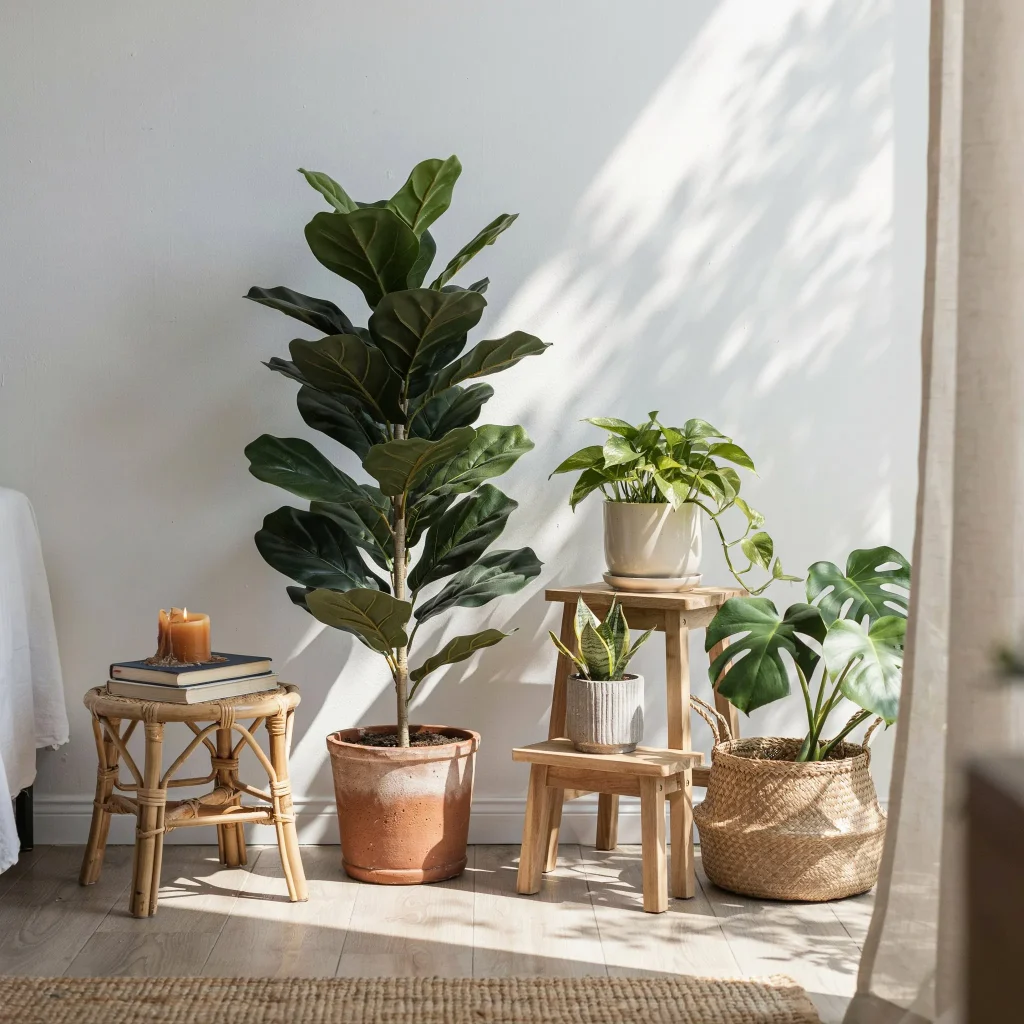 DIY Home Decor (Budget-Friendly Ways to Create a Beautiful Home) 4 Indoor plant corner with handmade planters and natural décor elements