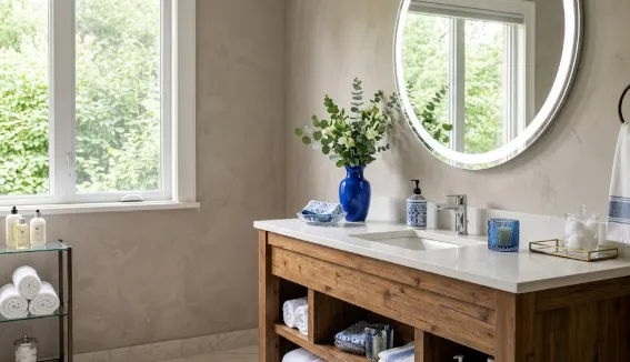 Blue Object in Bathroom: 15 Stylish Ideas to Elevate Your Space 2 Blue object in bathroom decorating a modern vanity