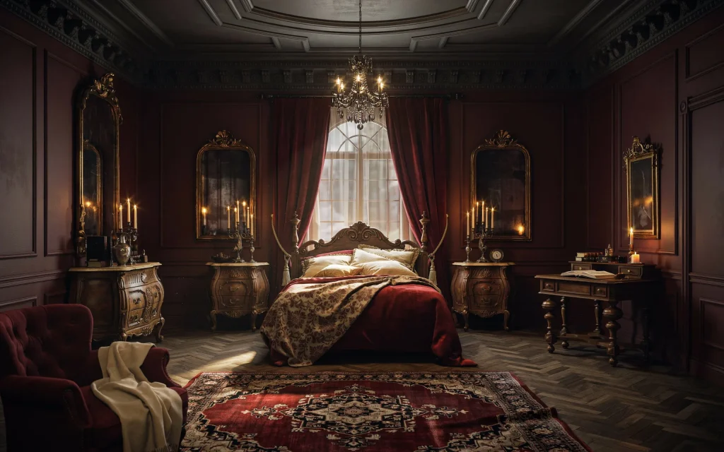 Dark Bedroom Ideas: Transform Your Space with Elegant and Cozy Designs 3 Elegant Dark Victorian Bedroom Inspiration