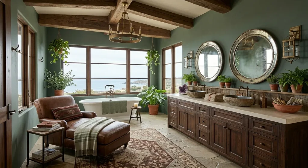 Western Bathroom Colors: 15 Rustic and Timeless Ideas for Your Home 4 Sage green bathroom inspired by western farmhouse design