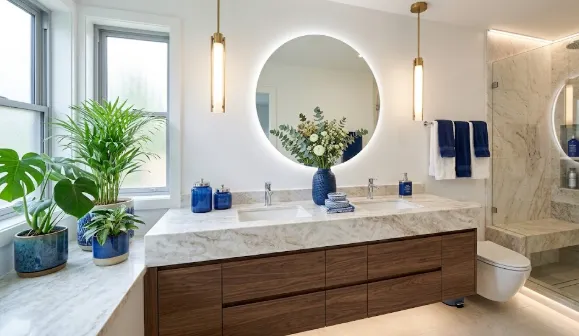 Blue Object in Bathroom: 15 Stylish Ideas to Elevate Your Space 8 Luxury blue decor for bathroom styling