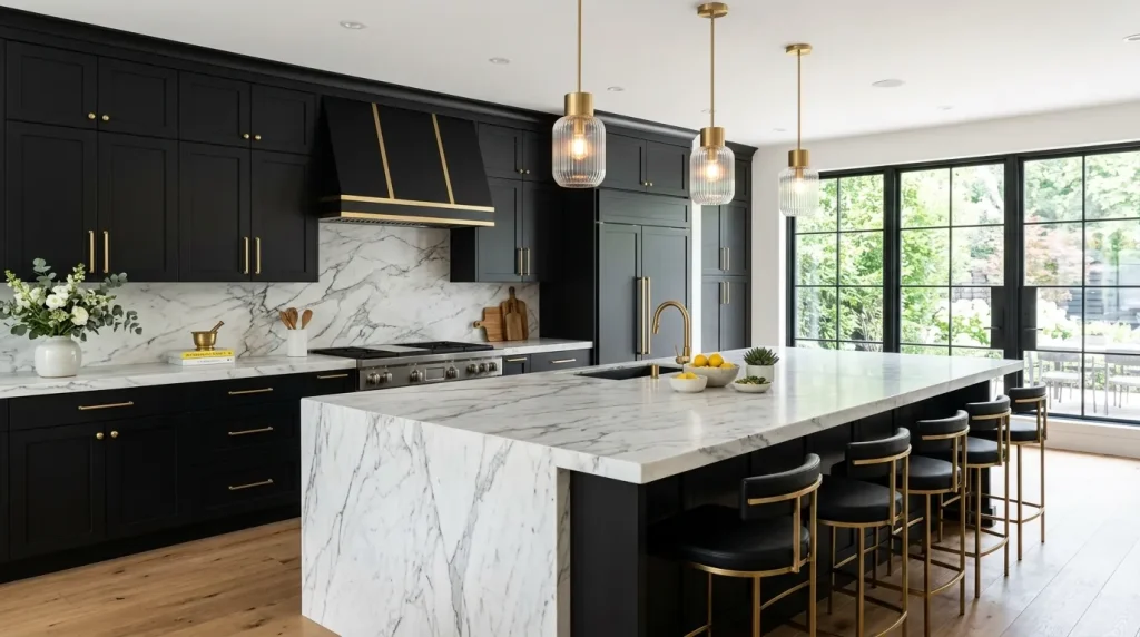 Black Kitchen Cabinets: 35 Stunning Design Ideas for a Modern, Luxurious Kitchen 3 Luxury kitchen black and white design with black cabinets.