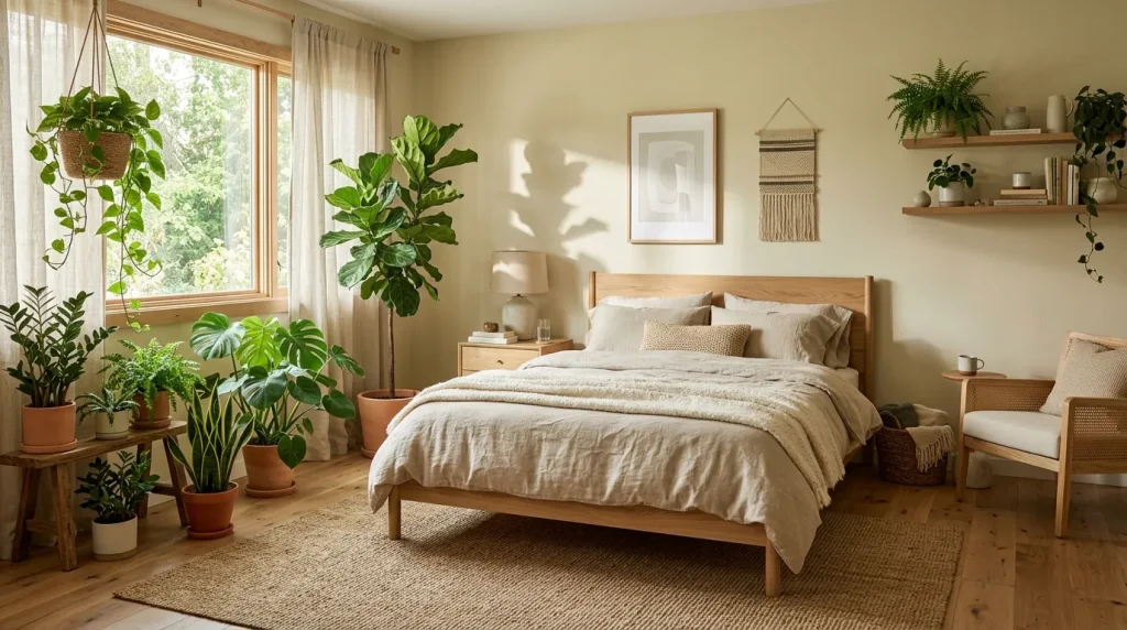 Organic Modern Bedroom: 25 Stunning Ideas for a Calm, Stylish, and Functional Space 5 Organic modern bedroom with greenery bedroom styling