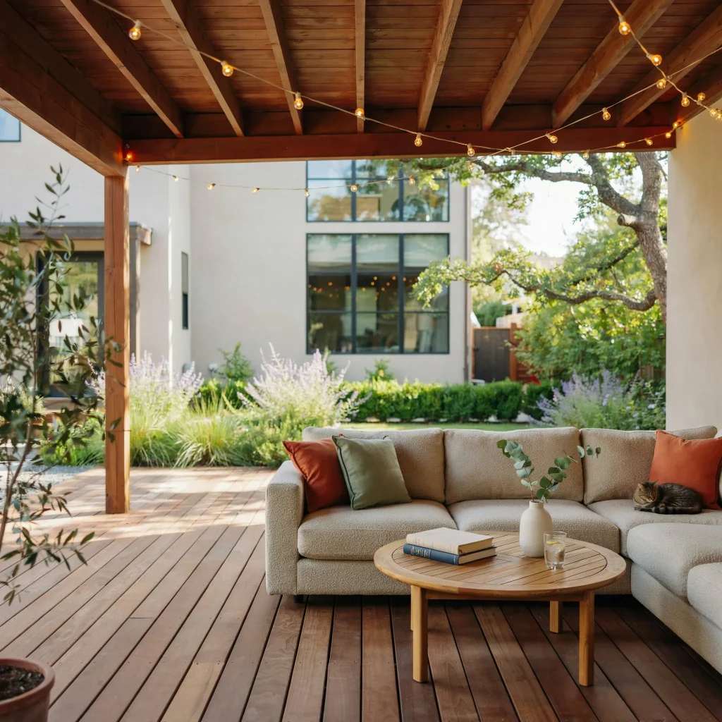 DIY Patio Cover Ideas: Transform Your Backyard into an Outdoor Retreat 2 Simple DIY patio cover attached to a backyard patio.
