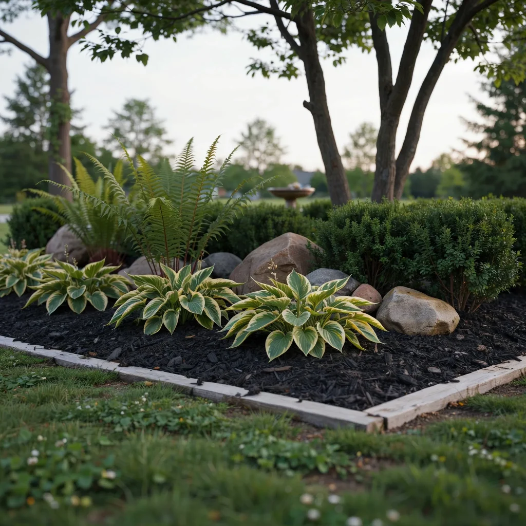 Hosta Garden Layout Ideas (Transform Shady Spaces into Stunning Garden Retreats) 6 Compact hosta garden with decorative containers and shade plants.