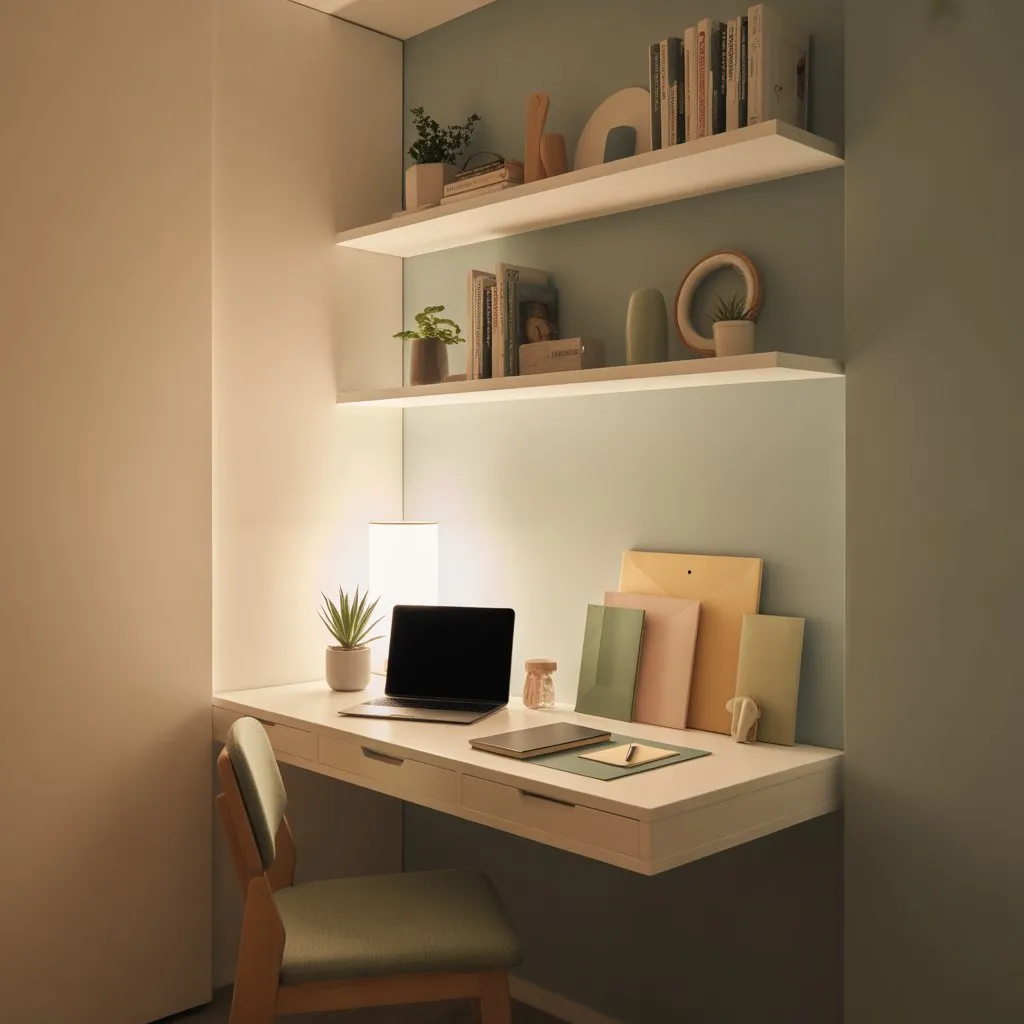 Small Space Living Room Ideas for Stylish Homes 5 Small home office with desk and organized storage