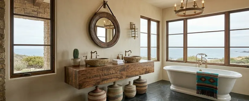 Western Bathroom Colors: 15 Rustic and Timeless Ideas for Your Home 7 Small bathroom decorated using western bathroom colors