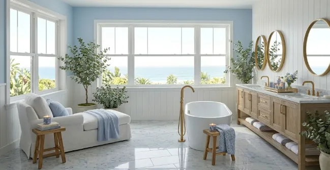 Blue Decor for Bathroom: 15 Stylish Ideas to Create a Fresh and Relaxing Space 6 Spa-inspired bathroom with calming blue decor.