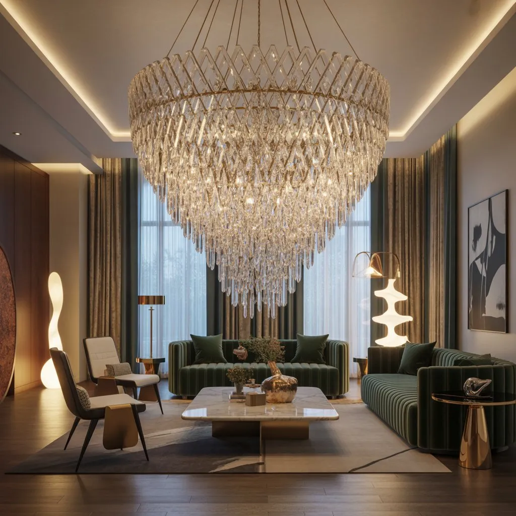 Modern Living Room Ideas 7 Modern room with designer chandelier and elegant décor