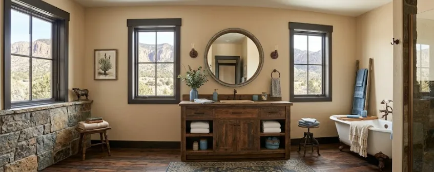 Blue Object in Bathroom: 15 Stylish Ideas to Elevate Your Space 4 Blue decor for bathroom in western-style interior
