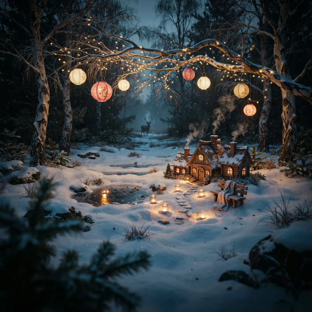 Winter Fairy Garden Ideas: Bring Magic to Your Backyard This Winter 6 Porch decorated with hanging winter baskets and seasonal greenery.