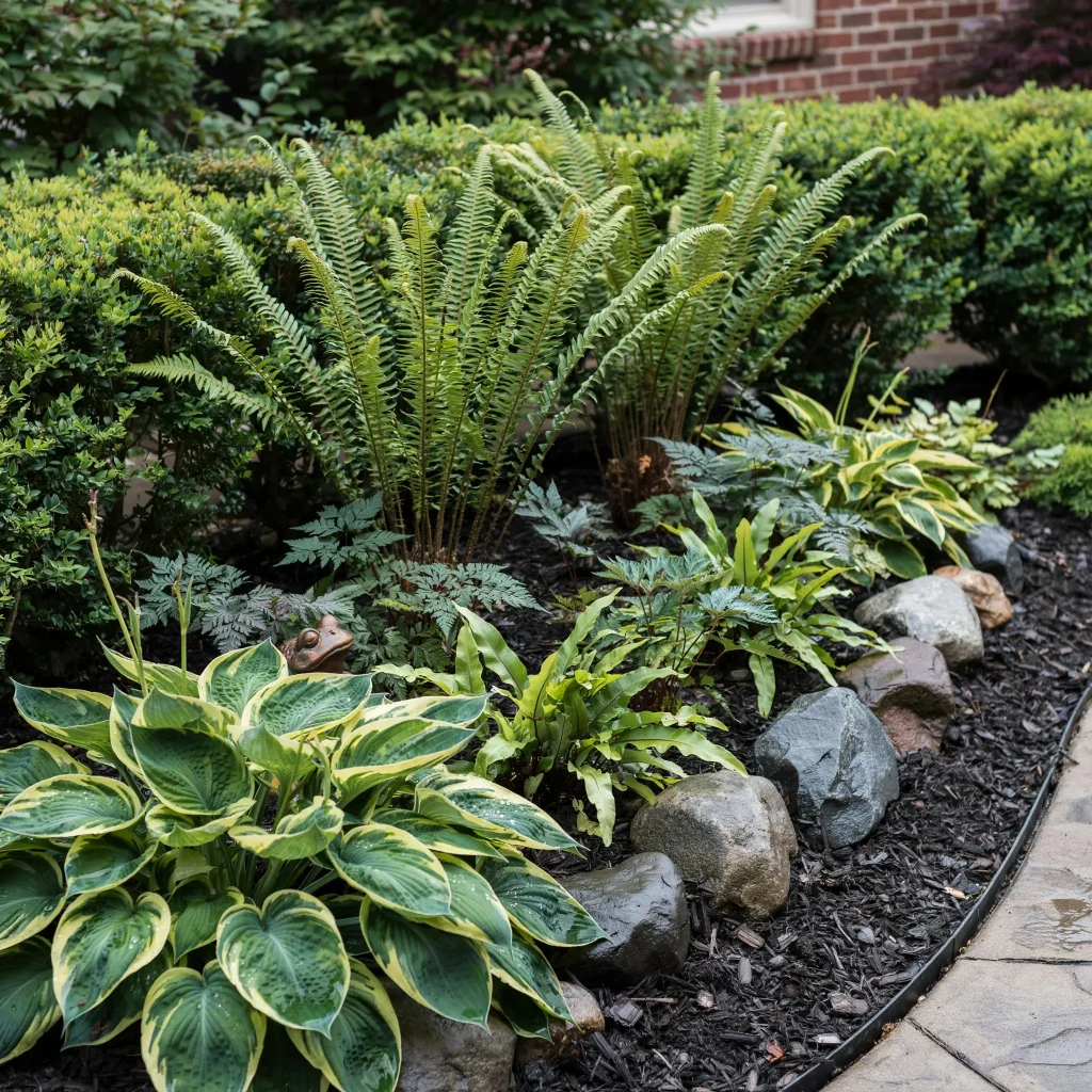 Hosta Garden Layout Ideas (Transform Shady Spaces into Stunning Garden Retreats) 5 Stone pathway winding through a lush hosta shade garden.