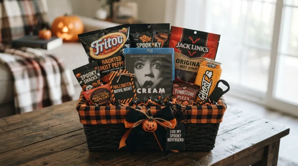 Boo Basket Ideas: The Ultimate Guide to the Perfect Boo Basket for Him or Her 4 Boo basket for boyfriend with snacks and a movie