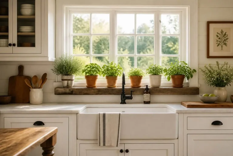 Kitchen Garden Window Over Sink: The Complete Design Guide 4 farmhouse kitchen garden window with gridded panes over sink