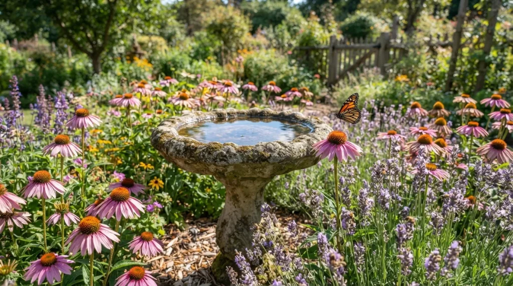 Bird Bath Flowers Ideas: The Ultimate Guide to a Beautiful Backyard Feature 3 Fresh flower petals floating on the water's surface, illustrating one of the most elegant bird bath flowers ideas.