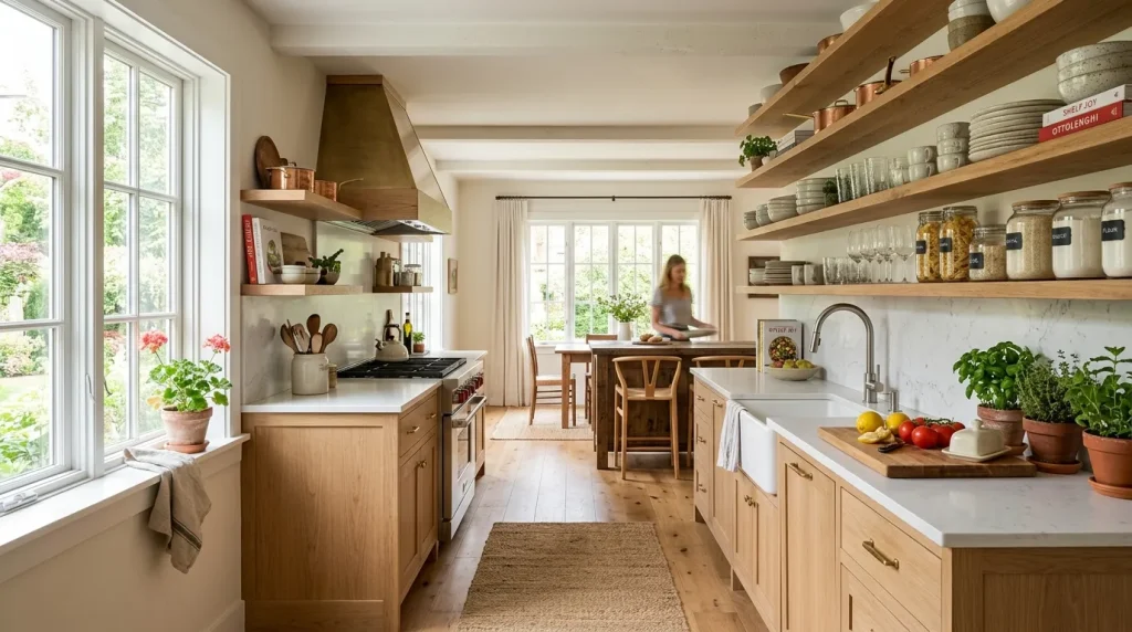 Open Cabinet Kitchen Design: Everything You Need to Know 2 open cabinet kitchen with full wall of open shelving