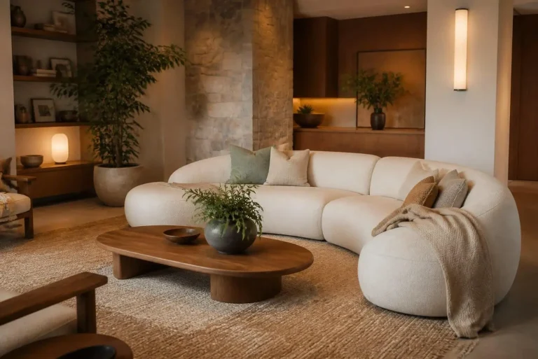 Organic Modern Couch: The Ultimate Guide to Choosing a Stylish and Comfortable Modern Organic Sofa 3 Modern organic sofa with natural furniture in a cozy minimalist living room