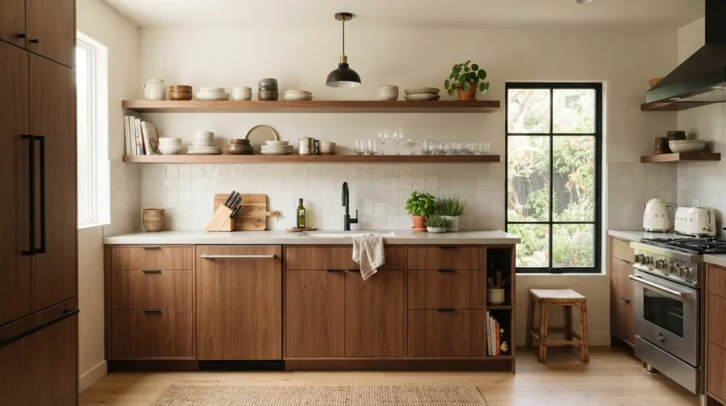 Open Kitchen Cupboards: Ideas to Style and Organize Yours Beautifully 5 kitchen combining open kitchen cabinet shelving with closed cabinets