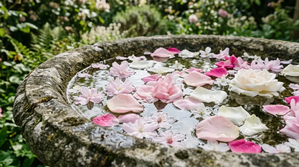 Bird Bath Flowers Ideas: The Ultimate Guide to a Beautiful Backyard Feature 4 Pollinator-friendly flowers surrounding a garden bird bath