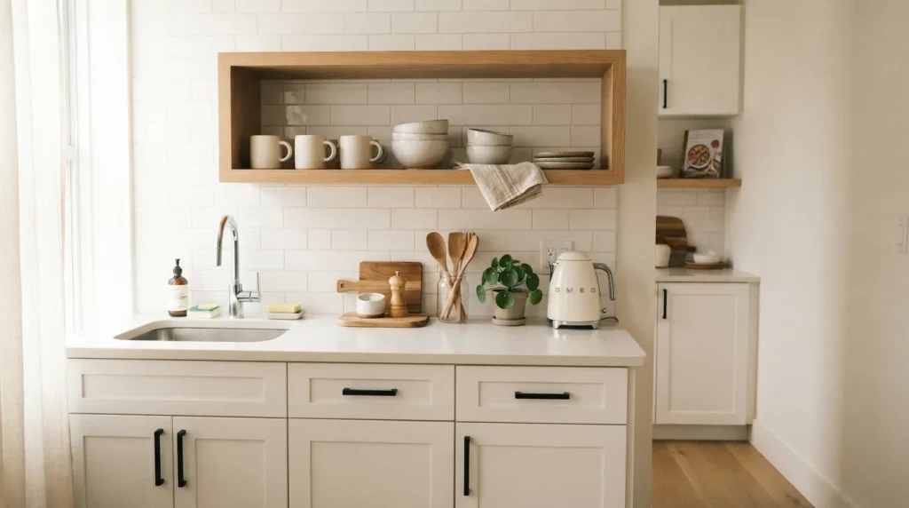 Kitchen Open Cabinet Ideas: How to Design a Bright, Functional Space 5 small space kitchen open cabinet layout