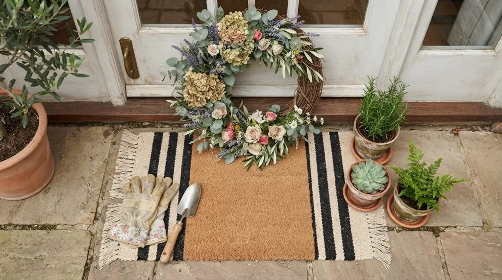 Front Door Designs: The Complete Guide to Style, Color, and Seasonal Decor 4 Front door decorations for spring and summer including wreath, doormat, and planters
