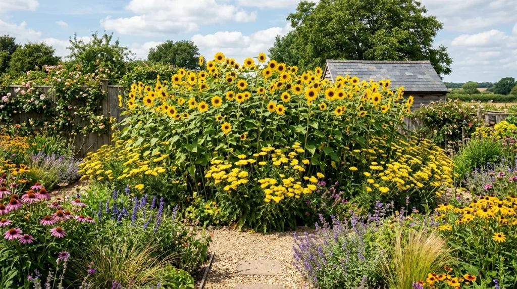 Yellow Perennial Plants Ideas: The Ultimate Guide to Bright, Long-Lasting Garden Color 3 Tall yellow flowering perennial plants in a garden bed