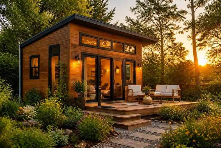 Tiny House Ideas: Smart Design & Converting a Storage Shed Into a Tiny Home 5 tiny house outdoor deck garden seating