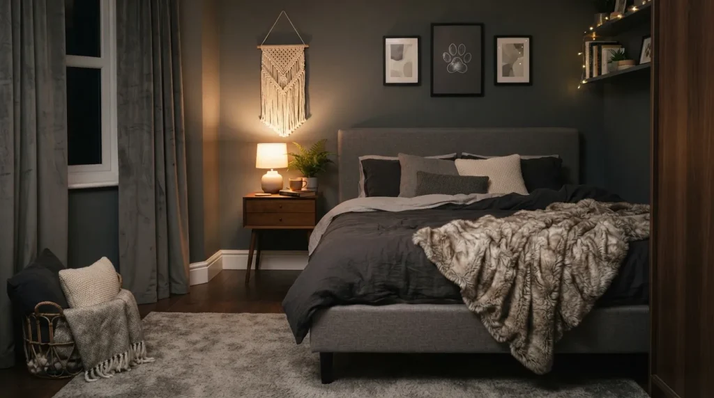 Therian Room Ideas: The Ultimate Guide to Designing Your Perfect Therian Den 4 Wolf-themed therian den ideas with grey tones and faux fur