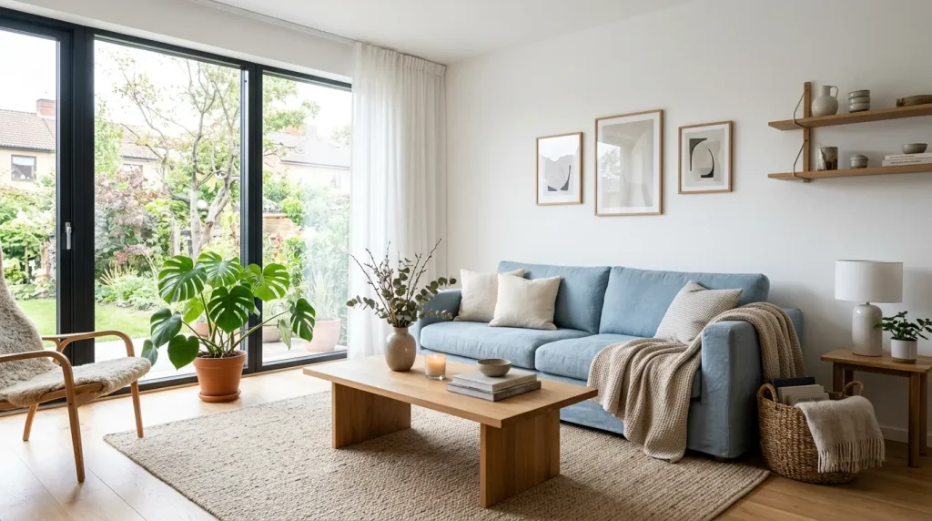 Blue Sofa Living Room Ideas: The Ultimate Guide to Designing a Stylish Blue Sofa Living Room 3 Light blue couch living room with Scandinavian neutral décor