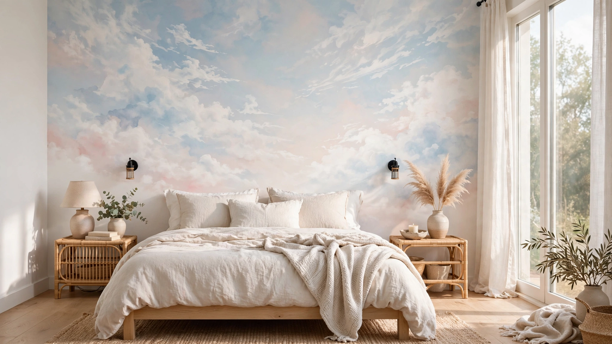 15 Stunning Bedroom Wallpaper Ideas 3 Dreamy Cloud Mural