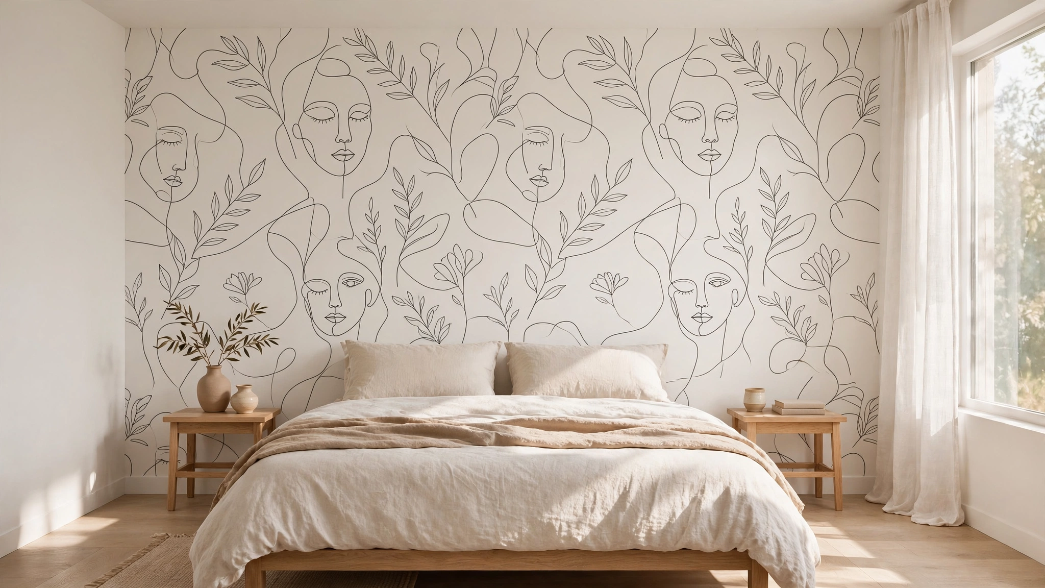 15 Stunning Bedroom Wallpaper Ideas 4 Minimalist Line Art