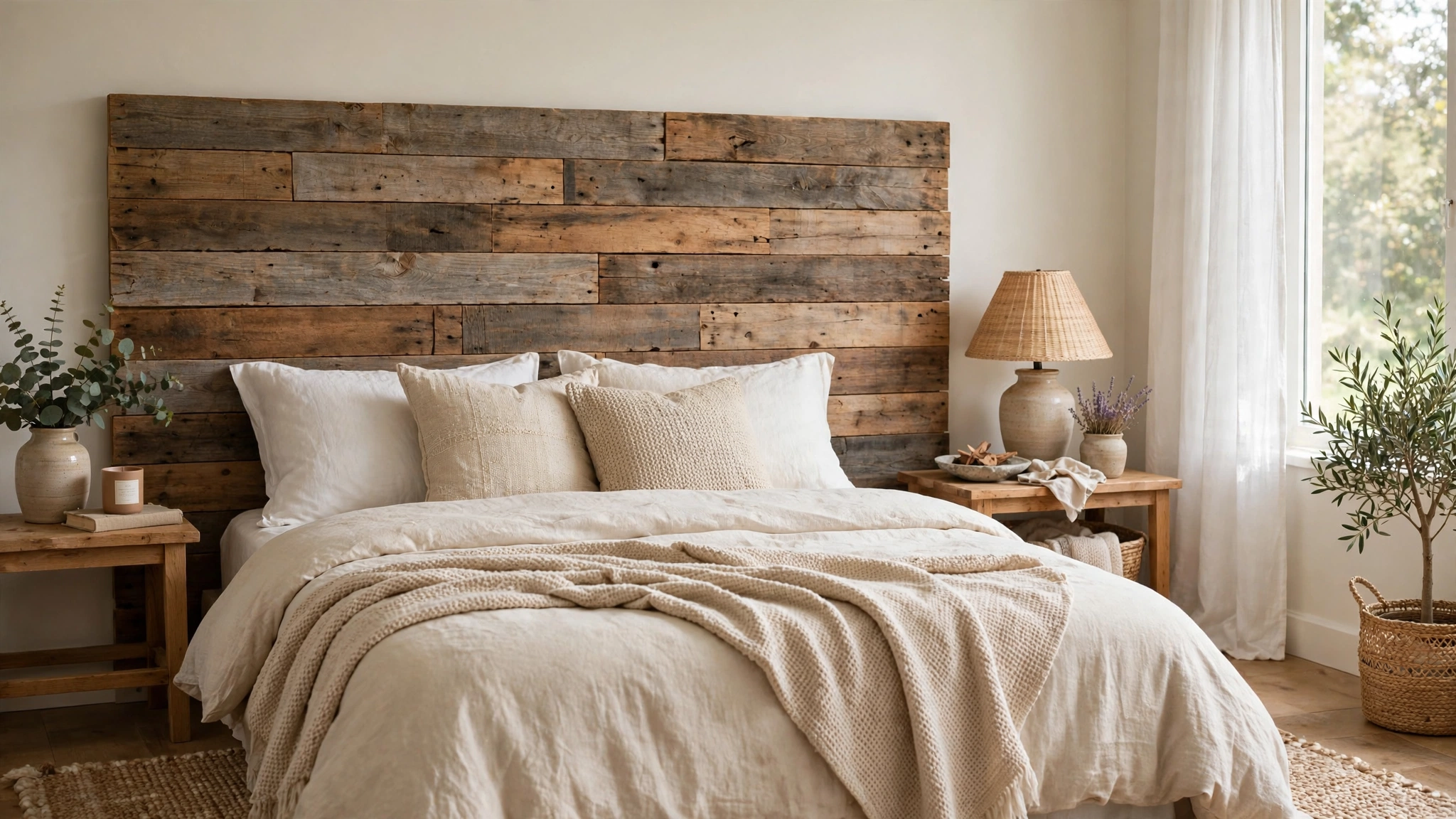 12 DIY Headboard Ideas on a Budget 2 Reclaimed Wood Plank Headboard