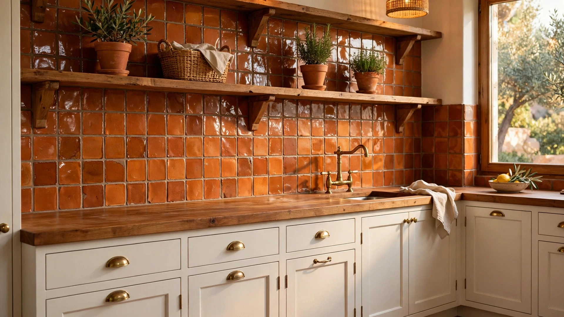15 Kitchen Backsplash Ideas You'll Love 5 Warm terracotta tile backsplash in a Mediterranean-style kitchen