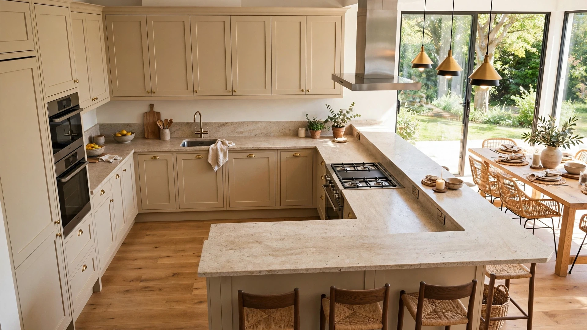 15 Kitchen Layout Ideas That Work 6 Kitchen with peninsula closing off a U shape with bar seating